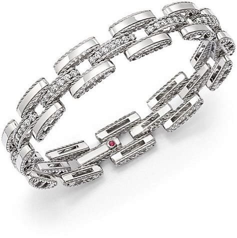 Roberto Coin 18k White Gold Retro Diamond Link Bracelet