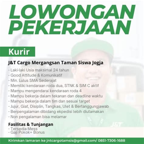 Lowongan Kerja Kurir Di J T Cargo Mergangsan Lokerjogja Id