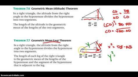 Geometric Mean Theorems And Examples Youtube