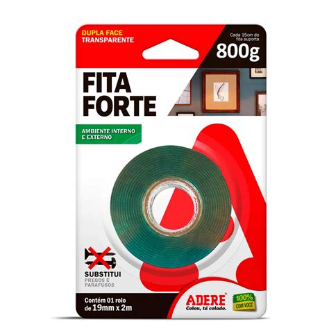 Fita Forte Dupla Face Transparente 800g 19MMx2M Ambiente Interno E