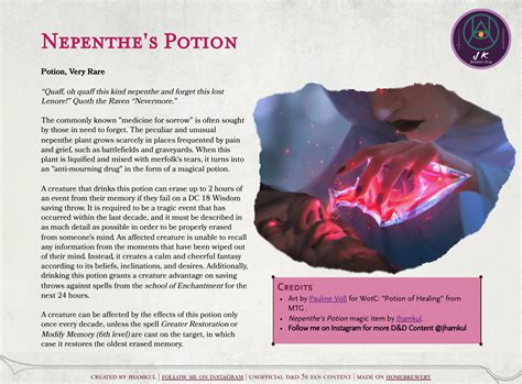 Magic Item Nepenthes Potion A Medicine That Quells All Sorrows With