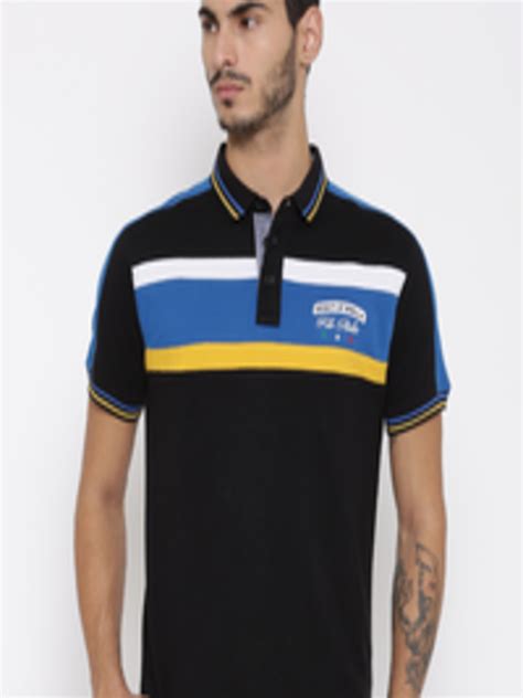 Buy FILA Men Black Striped Polo Pure Cotton T Shirt - Tshirts for Men 1427007 | Myntra