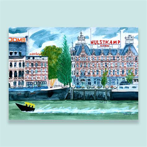 Wilhelminapier Vanaf Rotterdam Centrum Origineel Stadstekenaar Van