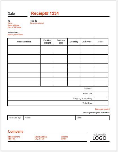 Delivery Receipt Templates Word Excel Pdf Formats Free Word