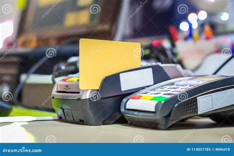 Credit Card on Card Reader Machine Stock Image - Image of finance, sale ...