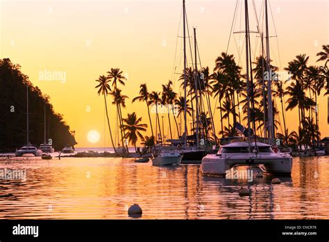 St. Lucia, Marigot Bay at Sunset Stock Photo - Alamy