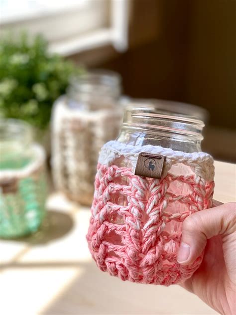 Mason Jar Cozy Pint Quart Sizes Crochet Jar Cover Ombre Etsy