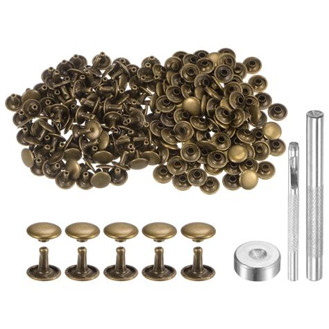 Uxcell 200 Sets Leather Rivets 10mm X 8mm Metal With 3 Setter Tools For