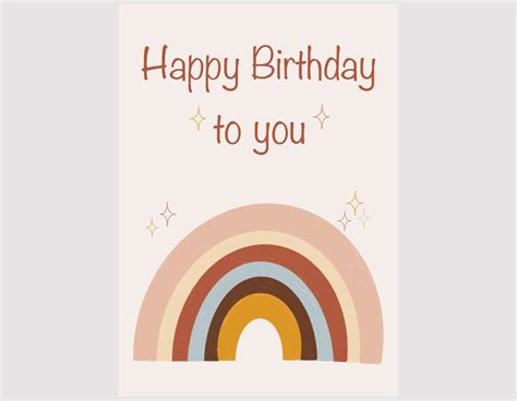 Carte D Anniversaire Arc En Ciel Happy Birthday En Etsy