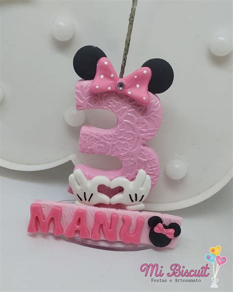 Vela Minnie Rosa Biscuit Elo Produtos Especiais