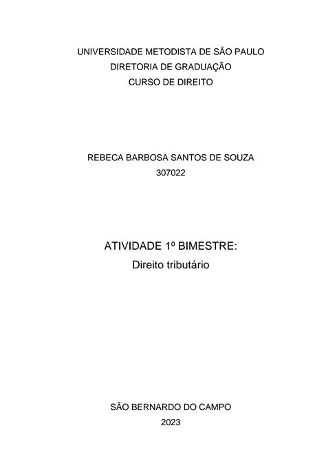 Solution Atividade Bimestre Direito Tribut Rio E Financeiro