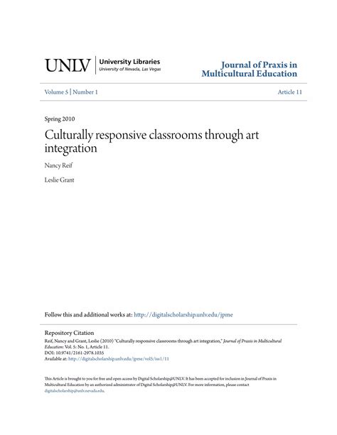 Culturally Responsive Classrooms Through Art Integration PDF