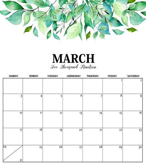 Cute March Calendar