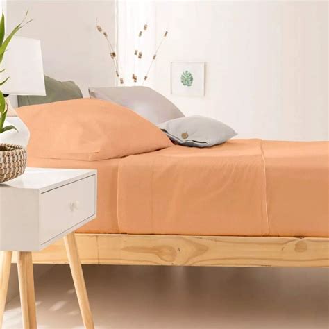 Juego De Sabanas Cotton Touch Hilos ½ Plazas Lemonpie Liso Nude