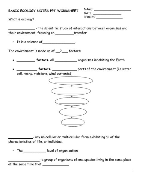 Levels Of Ecological Organization Worksheet Pro Worksheet