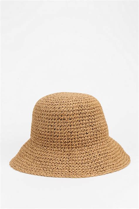 Lyst Urban Outfitters Crochet Straw Bucket Hat In Natural