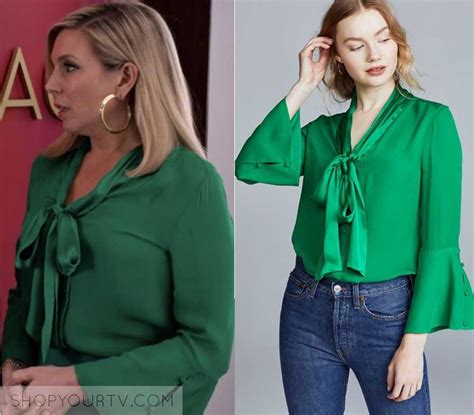 Grace And Frankie Season 5 Episode 4 Biancas Green Neck Tie Blouse