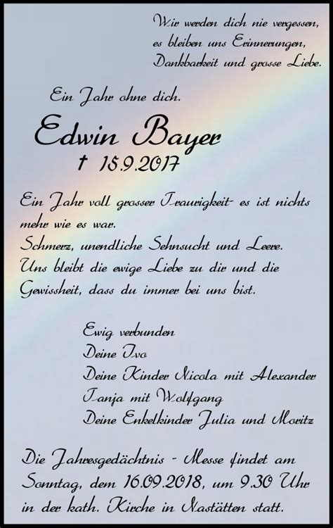 Traueranzeigen Von Edwin Bayer Rz Trauer De