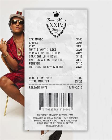 24K Magic Album Receipt : r/BrunoMars