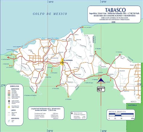 Mapa de carreteras de Tabasco Tamaño completo Gifex