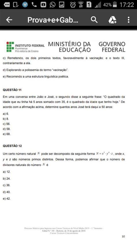 Questao 11 iff 2019 alguém poderia me explicar brainly br