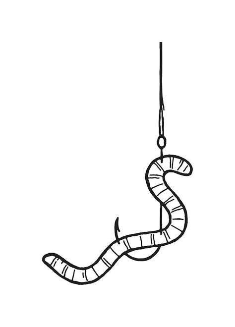 Worm On Hook Drawing By CSA Images Fine Art America