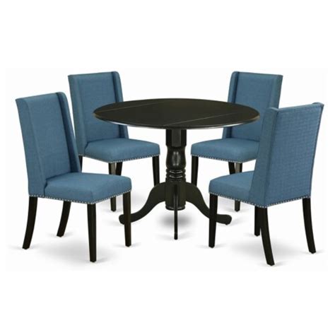 East West Furniture Dublin 5 Piece Wood Dining Set In Black Mineral