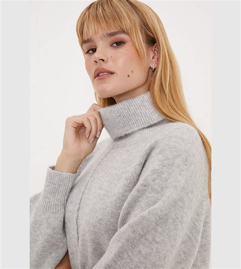 Buy Oasis Cozy Roll Neck Seam Details Sweater In Grey 6thstreet Qatar