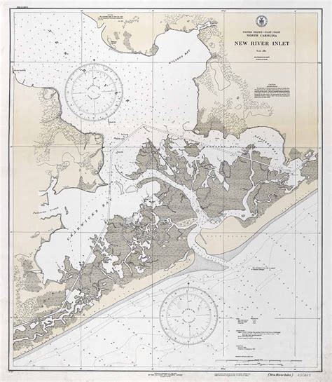 1932 Nautical Map Of New River Inlet North Carolina Etsy