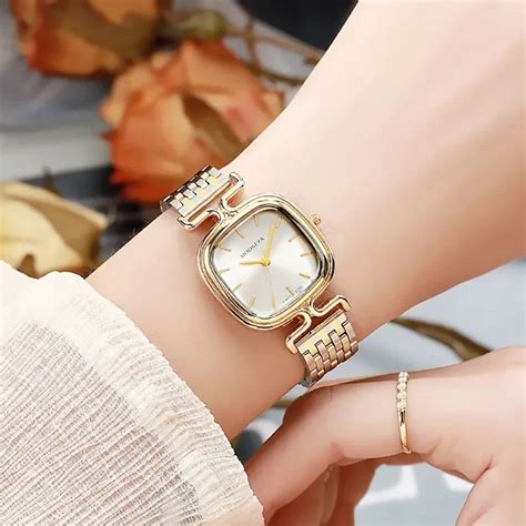 Montre Quartz Carr E Simple Pour Femme Acier Inoxydable Avec Bracelet