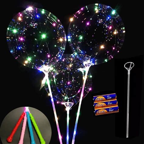 Kit 10 Unidades Balão Led Gigante C Vareta Pilhas Brinde B