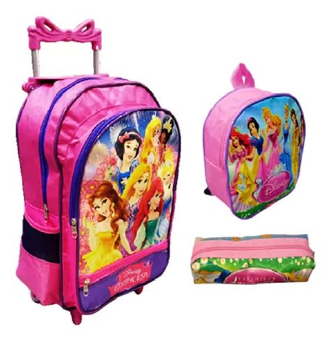 Kit Mochila Princesas Rodinhas Bolsa Infantil Menina Escolar R 199 Em