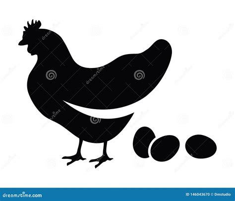 Vector Black And White Icon Of Hen Or Chicken And Eggs Stock Vector