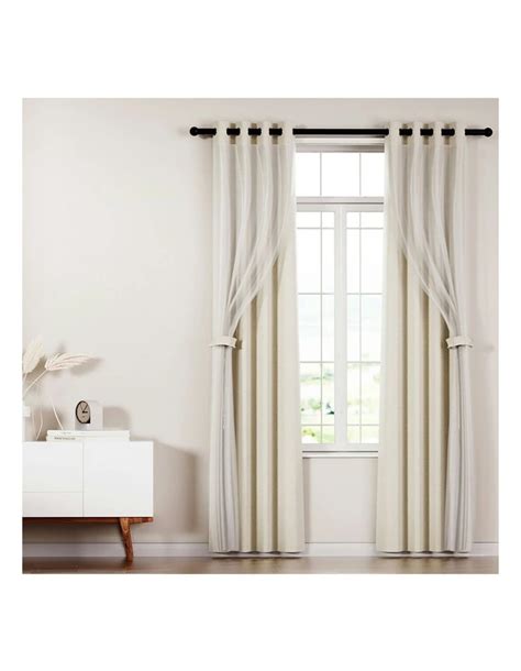 Artiss 2 Panels Blockout Sheer Curtains 132x274cm In Beige MYER