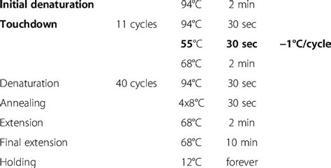 Touchdown PCR thermocycling conditions | Download Table