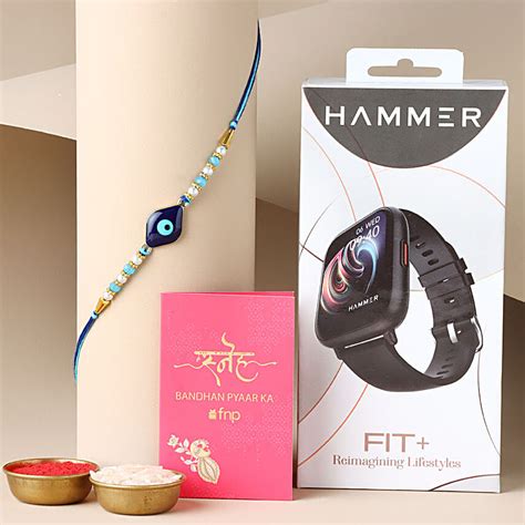 Buy Send Sneh Evil Eye Rakhi With Hammer Fit Bluetooth Smart Watch