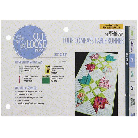 Cut Loose Press Tulip Compass Table Runner Pattern