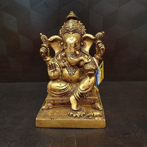 Brass Ganesha Sitting On Lotus VgoCart Brass Antique Collections