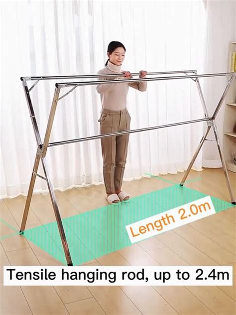 Foldable Extendableampaian Baju Stainless Steel Cm Double Pole