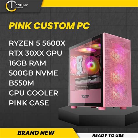 Pink Pc Build A Amd Ryzen 5 5600x Gaming Desktop 16gb Ram Nvidia Rtx Gpu Ready To Use