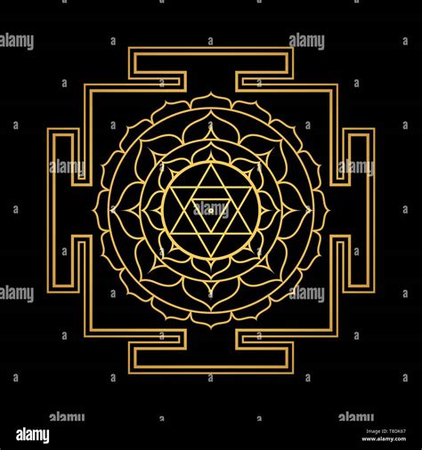 Vector Design Shiny Gold Bagalamukhi Aspect Yantra Dasa Mahavidya Sacred Geometry Divine Mandala