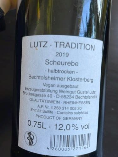 Gustel Lutz Bechtolsheimer Homberg Scheurebe Halbtrocken Vivino Us