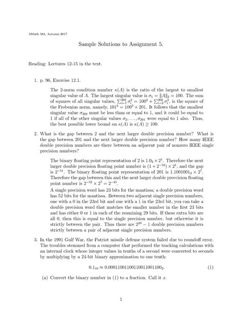 Hw5 Solns Numerical Methods HW AMath 584 Autumn 2017 Sample