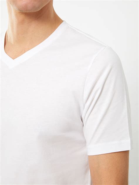 V Neck Short Sleeved Basic Combed Cotton Mens T Shirt S30114z8 Q6k