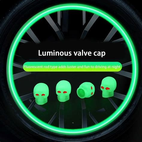 Pcs Skull Car Luminous Valve Caps Night Glowing For Car Motorcycle