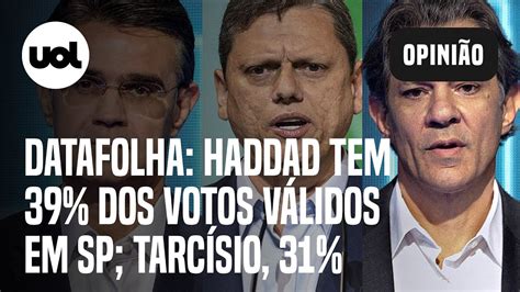 Datafolha Haddad tem 39 dos votos válidos em SP Tarcísio 31 e