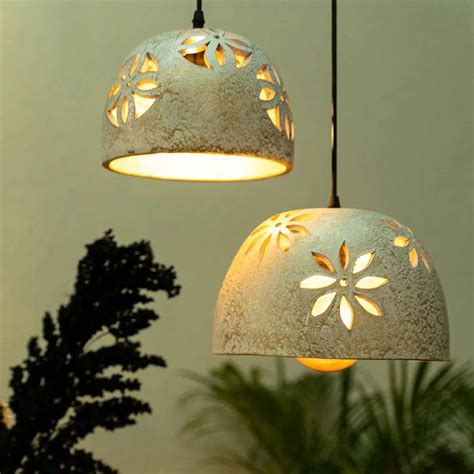 Crackled Gold Finish Hanging Lights for Bedroom- Set of 2 - WallMantra