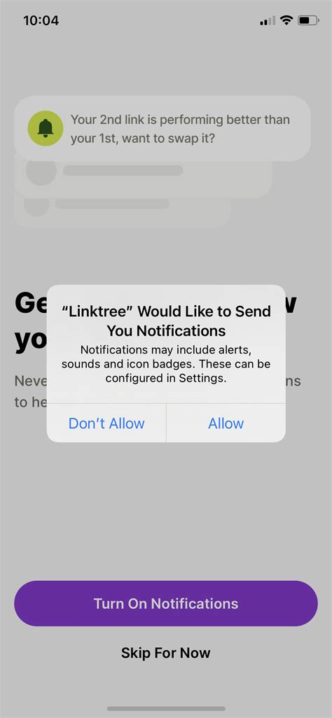 Screenshot Of Linktree Enable Notifications