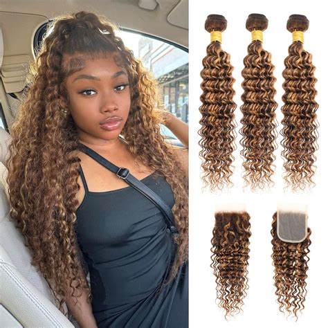 Amazon AUROO Honey Blonde Highlight Brazilian Deep Wave Human Hair