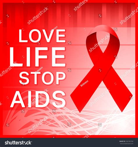 World Aids Day Red Ribbon Symbol Love Life Stop Aids Poster